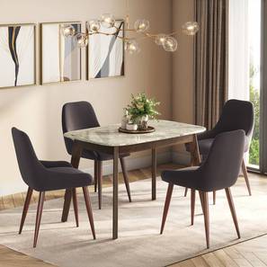 Dining Table Set Design Lunar Solid Wood 4 Seater Dining Set in (Matty Grey) Colour