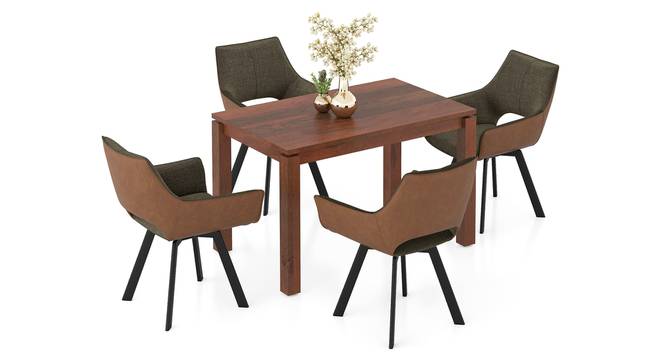 Atlas Solid Wood 4 Seater Dining Table with set of 4 Casey Swivel Dining Chair (DUAL TONE, HONEY Finish, 4 No of Chairs, 4 Table Seating Capacity) by Urban Ladder - Design 1 Full View - 1007908