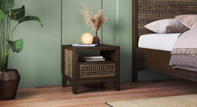 Masai Solid Wood Bedside Table In American Walnut - 2 Tone Finish (American Walnut Finish) by Urban Ladder - - 