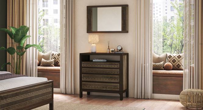 Masai Solid Wood Mirror In American Walnut - 2 Tone Finish (Two-Tone Finish) by Urban Ladder - - 