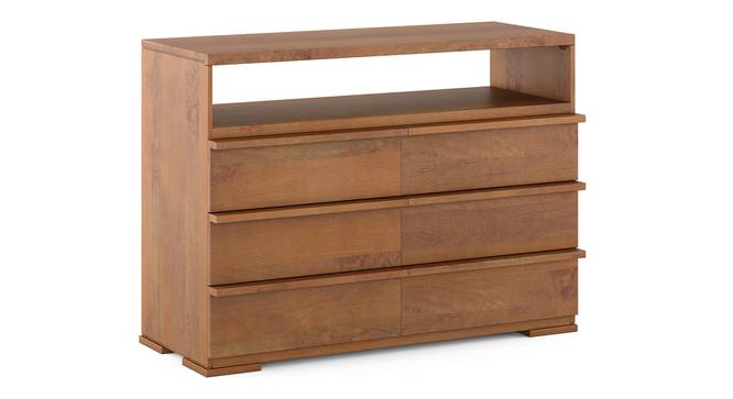 Ohio chest of drawer -Finish- Danish Walnut-Metal Channel (Amber Walnut Finish) by Urban Ladder - - 