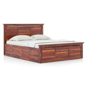 All Beds In Greater Noida Design Fidora Solid Wood King Size Hydraulic Storage Bed in Honey Finish