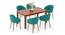 Atlas Solid Wood 6 Seater Compact Dining Table with 6 Meryl Lounge Chair (Teal, HONEY Finish, 6 No of Chairs, 6 Table Seating Capacity) by Urban Ladder - Front View Design 1 - 1008262