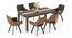 Atlas Crest Solid Wood 6 Seater Dining Table with Casey Swivel Dining Chair set of 6 (DUAL TONE, Danish Walnut Finish, 6 No of Chairs, 6 Table Seating Capacity) by Urban Ladder - Front View Design 1 - 1008267