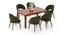 Atlas Solid Wood 6 Seater Compact Dining Table With 6 Celia Dining Chair (HONEY Finish, Deep Olive Velvet, 6 No of Chairs, 6 Table Seating Capacity) by Urban Ladder - Front View Design 1 - 1008290
