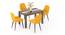 Atlas Crest Solid Wood 4 Seater Dining Table With Rickman Lounge Chairs (Matty Yellow, Danish Walnut Finish, 4 No of Chairs, 4 Table Seating Capacity) by Urban Ladder - - 