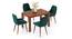 Atlas Solid Wood 4 Seater Dining Table With Rickman Lounge Chairs (HONEY Finish, Jade Blue, 4 No of Chairs, 4 Table Seating Capacity) by Urban Ladder - - 