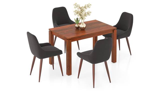 Atlas Solid Wood 4 Seater Dining Table With Rickman Lounge Chairs (HONEY Finish, Matty Grey, 4 No of Chairs, 4 Table Seating Capacity) by Urban Ladder - - 