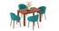 Atlas Solid Wood 4 Seater Dining Table With Meryl Lounge Chairs (Teal, HONEY Finish, 4 No of Chairs, 4 Table Seating Capacity) by Urban Ladder - - 
