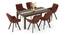 Atlas Crest Solid Wood 6 Seater Dining Table With Bren Swivel Dining Chairs (Danish Walnut Finish, Auburn, 6 No of Chairs, 6 Table Seating Capacity) by Urban Ladder - - 1008984