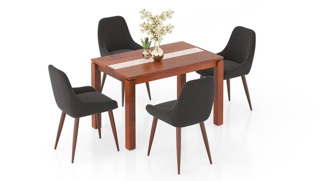 Atlas Crest Solid Wood 4 Seater Dining Table With Rickman Lounge Chairs (HONEY Finish, Matty Grey, 4 No of Chairs, 4 Table Seating Capacity) by Urban Ladder - - 