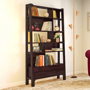 Open And Closed Storage Bookshelves Design Alberto Solid Wood Bookshelf in Mahogany Finish
