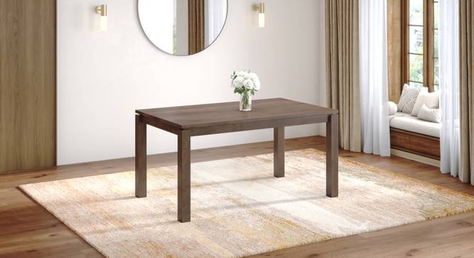 Atlas Solid Wood 6 Seater Compact Dining Table (Six Seater, Danish Walnut Finish) by Urban Ladder - - 1009669