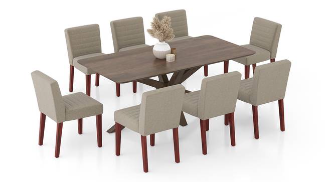 Anderson Solid Wood 8-Seater Dining Table with Ludo Solid Wood Dining Chair (Shitake Beige, Danish Walnut Finish, 8 No of Chairs, 8 Table Seating Capacity) by Urban Ladder - - 