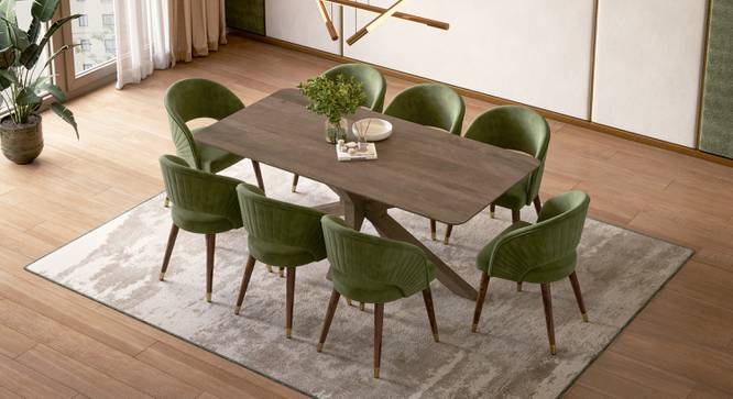 Anderson Solid Wood 8-Seater Dining Table with 8 Celia Accent Dining Chair (Olive, Danish Walnut Finish, 8 No of Chairs, 8 Table Seating Capacity) by Urban Ladder - - 1009740