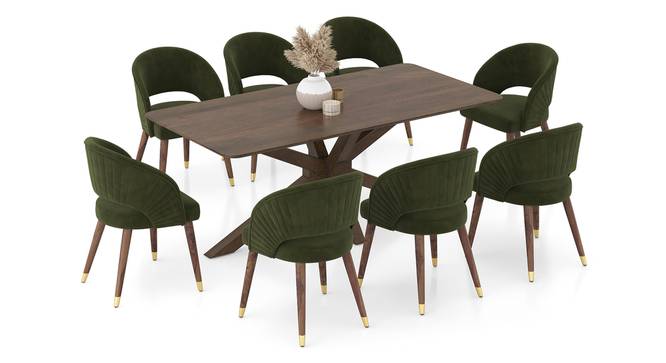 Anderson Solid Wood 8-Seater Dining Table with 8 Celia Accent Dining Chair (Olive, Danish Walnut Finish, 8 No of Chairs, 8 Table Seating Capacity) by Urban Ladder - - 1009741