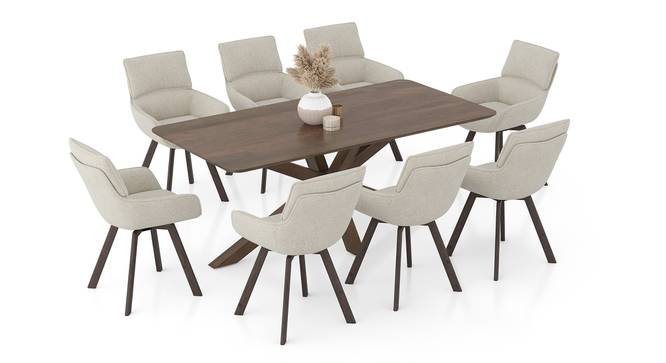 Anderson Solid Wood 8-Seater Dining Table with Bren Swivel Dining (Ivory, Danish Walnut Finish, 8 No of Chairs, 8 Table Seating Capacity) by Urban Ladder - - 1009769