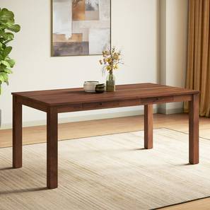 Terra Dining Room Collection Design Arlo Teak Wood Dining Table (With Storage, Six Seater, Sienna Teak Finish)
