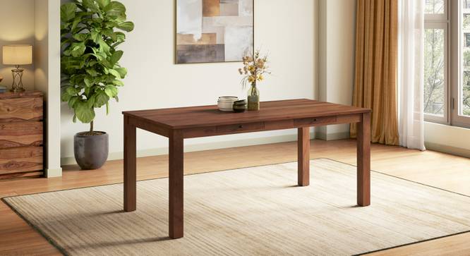 Arlo Teak Wood Dining Table (With Storage, Six Seater, Sienna Teak Finish) by Urban Ladder - - 
