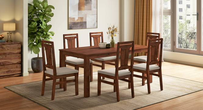 Arlo Teak Wood Dining Table (With Storage, Six Seater, Sienna Teak Finish) by Urban Ladder - - 