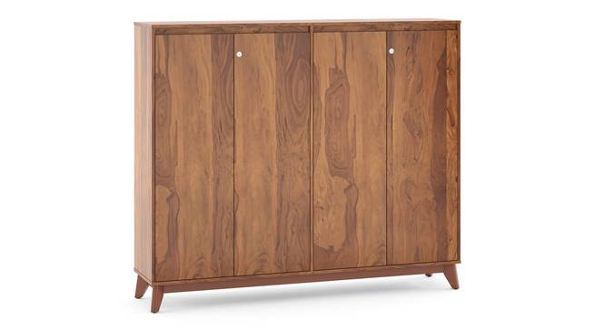 Webster Shoe Cabinet With Lock (48 Pair Capacity, Sheesham Finish) by Urban Ladder - Front View Design 1 - 1009972