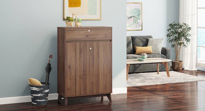Webster Shoe Cabinet With Lock (15 Pair Capacity, Classic Walnut Finish) by Urban Ladder - Design 1 Full View - 1010009