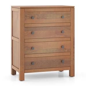 4 Drawers Design Walter Solid Wood Chest of 4 Drawers in Amber Walnut Finish