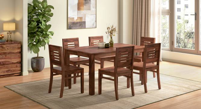 Arlo Teak Wood 6 Seater Dining Table With Arlo Dining Chair (Teak Finish, Natural, 6 No of Chairs, 6 Table Seating Capacity) by Urban Ladder - - 