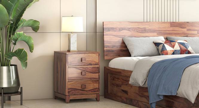 Magellan BedsideTable -Finish-Teak finish ,Metal Channel (Teak Finish) by Urban Ladder - - 