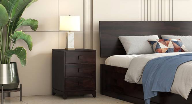 Magellan BedsideTable -Finish-Teak finish ,Metal Channel (Mahogany Finish) by Urban Ladder - - 
