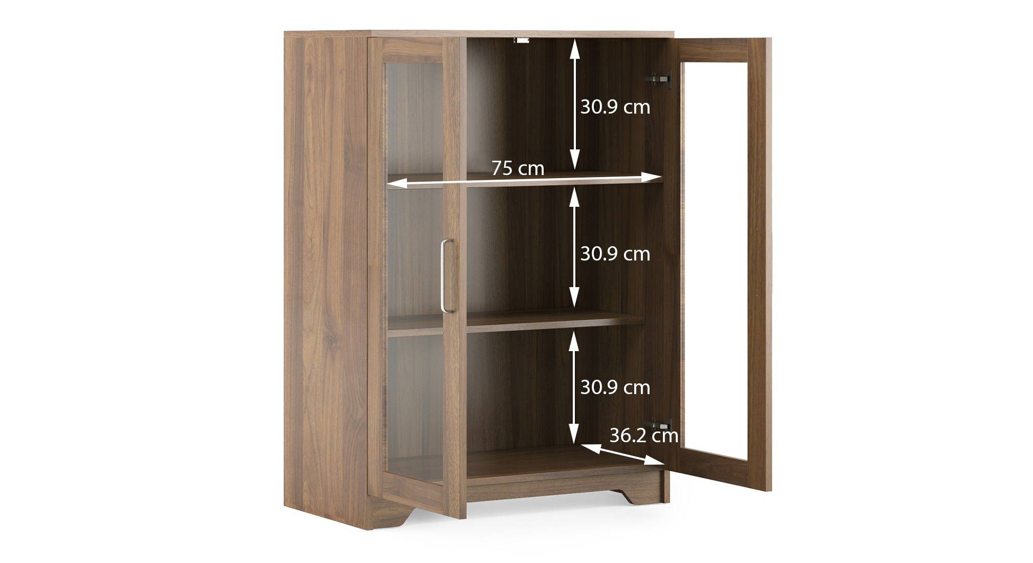 Hubert low kitchen display cabinet warm walnut dim