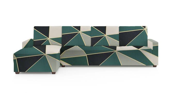 left aligned 3 seater + left aligned chaise Green Triangles Sofa Cover for Apollo  sofa (Green) by Urban Ladder - - 