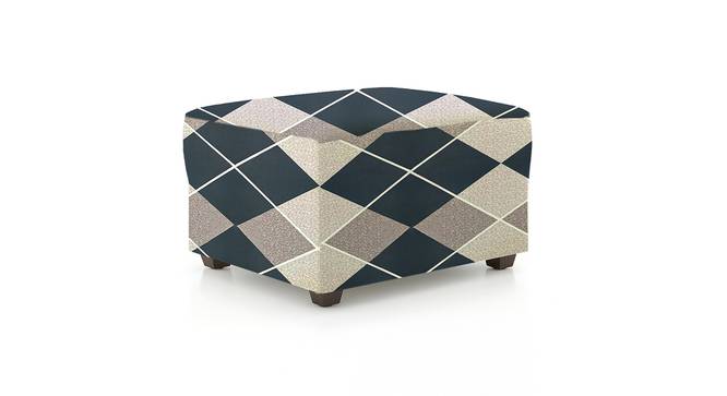 Ottoman Navy Cubes Sofa Cover for Apollo Ottoman (Navy) by Urban Ladder - - 