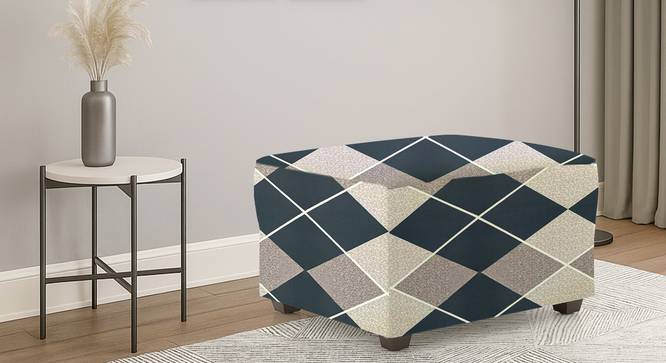 Ottoman Navy Cubes Sofa Cover for Apollo Ottoman (Navy) by Urban Ladder - - 
