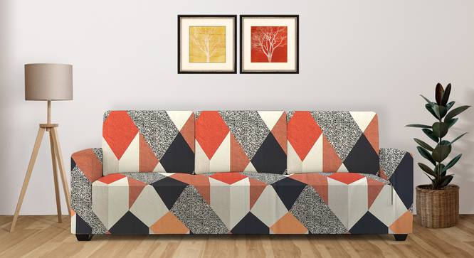 3 Seater Multicheck Sofa Cover for Apollo  Sofa (Orange) by Urban Ladder - - 