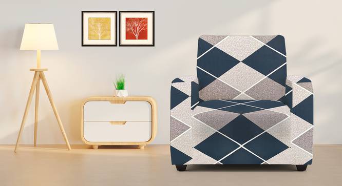 1 Seater Navy Cubes Sofa Cover for Apollo  Sofa (Navy) by Urban Ladder - - 