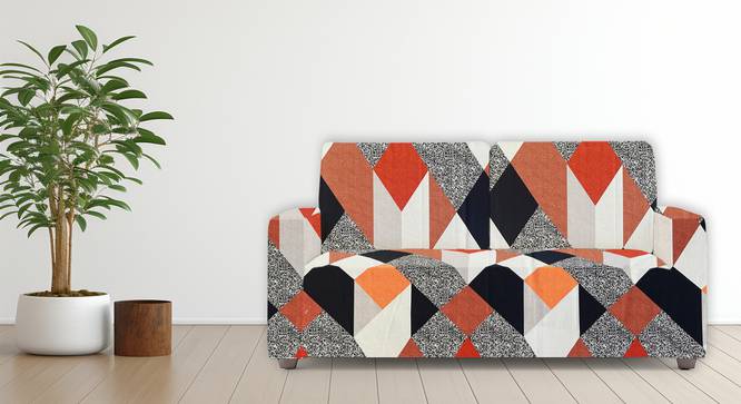 2 Seater Multicheck Sofa Cover for Apollo Sofa (Orange) by Urban Ladder - - 