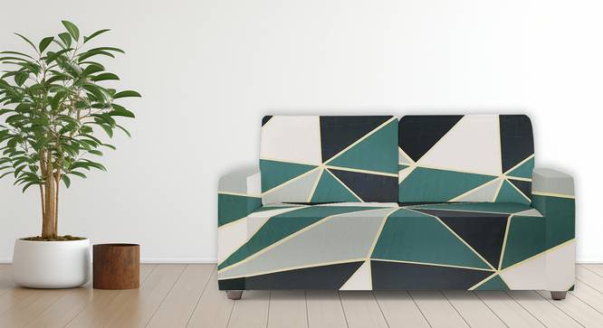 2 Seater Green Triangles Sofa Cover for Apollo Sofa (Green) by Urban Ladder - - 