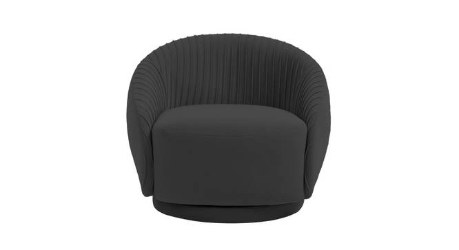 Lorna Swivel Solid Wood Round Chair in T Blue Colour (Black) by Urban Ladder - - 