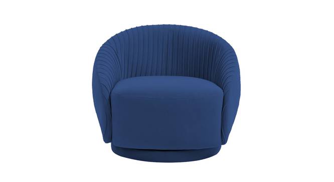 Lorna Swivel Solid Wood Round Chair in T Blue Colour (Navy Blue) by Urban Ladder - - 