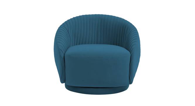 Lorna Swivel Solid Wood Round Chair in T Blue Colour (Teal Blue) by Urban Ladder - - 