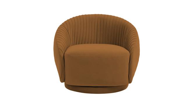 Lorna Swivel Solid Wood Round Chair in T Blue Colour (Brown) by Urban Ladder - - 