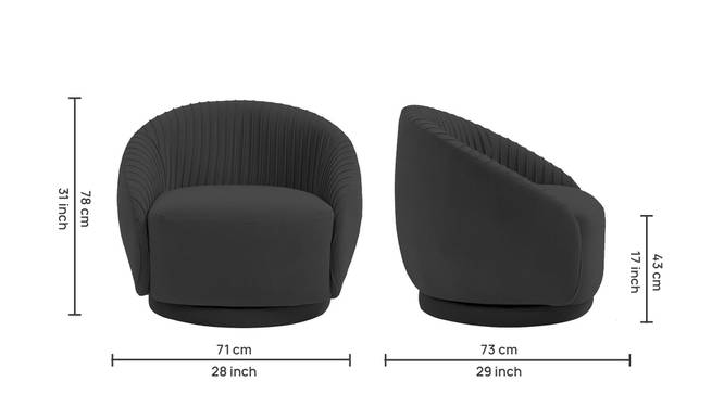 Lorna Swivel Solid Wood Round Chair in T Blue Colour (Black) by Urban Ladder - - 