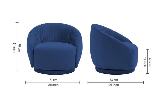 Lorna Swivel Solid Wood Round Chair in T Blue Colour (Navy Blue) by Urban Ladder - - 