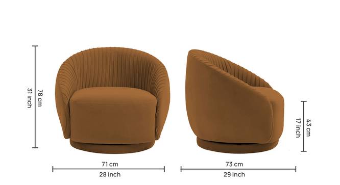 Lorna Swivel Solid Wood Round Chair in T Blue Colour (Brown) by Urban Ladder - - 