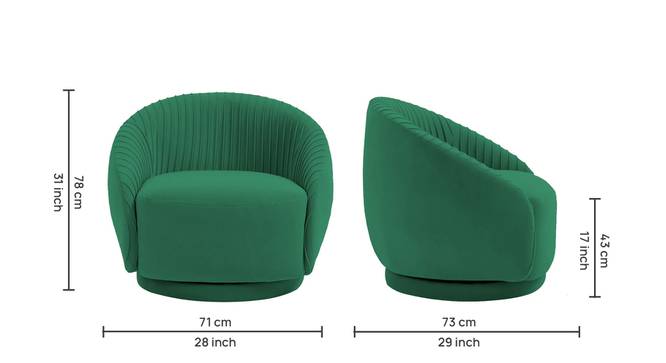 Lorna Swivel Solid Wood Round Chair in T Blue Colour (Green) by Urban Ladder - - 