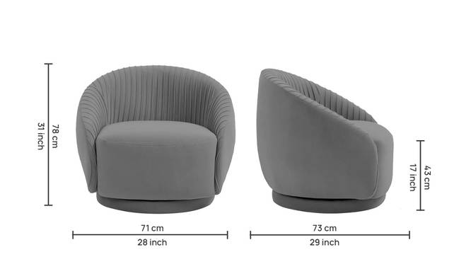 Lorna Swivel Solid Wood Round Chair in T Blue Colour (Grey) by Urban Ladder - - 