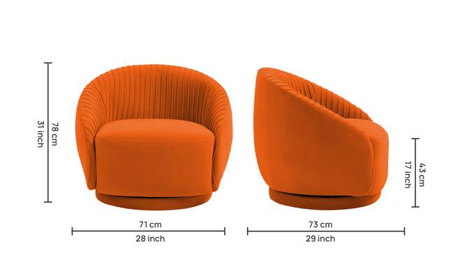 Lorna Swivel Solid Wood Round Chair in T Blue Colour (Orange) by Urban Ladder - - 