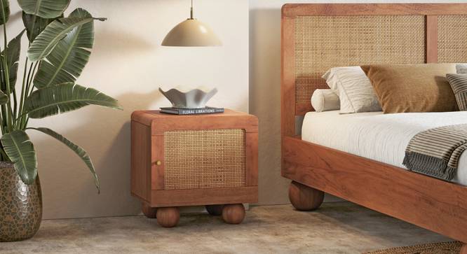 Takai Bedside Table (Red Cedar Finish) by Urban Ladder - - 