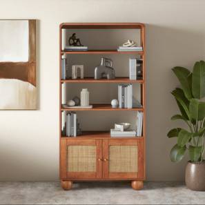 Open And Closed Storage Bookshelves Design Takai Solid Wood Bookshelf in Red Cedar Finish